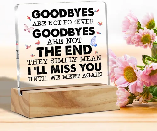 Vista 3 de In Loving Memory Regalos para la pérdida de un ser querido, citas conmemorativas "Goodbyes Are Not Forever" Decoración de escritorio de acrílico
