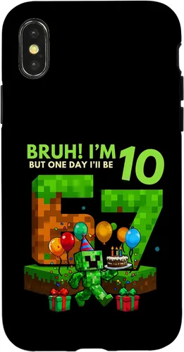 Vista 5 de Bruh I'm 10 But One-Day I'll Be 67 Retro 10th Birthday Kids Case for iPhone 17