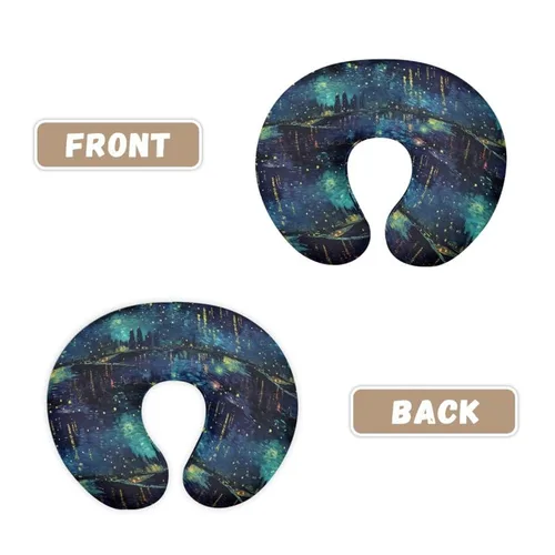 Vista 3 de Funda de almohada de lactancia de noche estrellada con pintura al óleo, transpirable, funda de almohada de lactancia materna con galaxia degradada