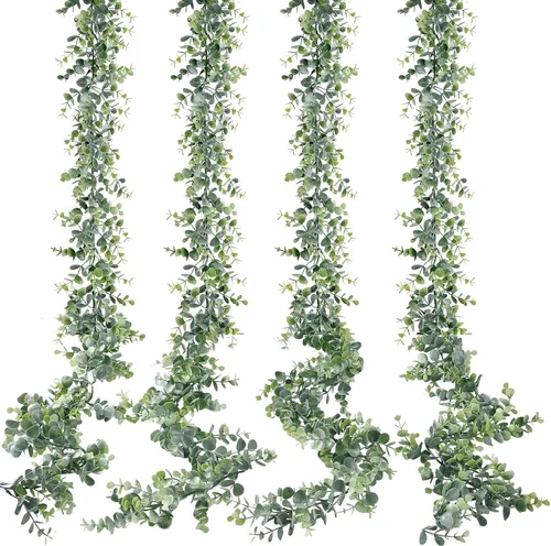 Vista 7 de Sggvecsy - Paquete de 2 guirnaldas artificiales de eucalipto, follaje artificial de eucalipto, plantas colgantes falsas, vides artificiales, 1,83
