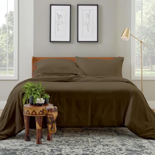 Vista 22 de Cosy House Collection Juego de funda de edredón de lujo de 2 piezas, mezcla de rayón derivado del bambú, ropa de cama ultrasuave, protector de Crema