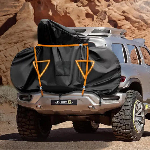 Vista 8 de NEVERLAND - Funda para bicicleta de transporte 2 600D impermeable con correas Heavy Duty Bike Rack Cover Fits 2 Bikes, 5-Layer Ripstop Oxford