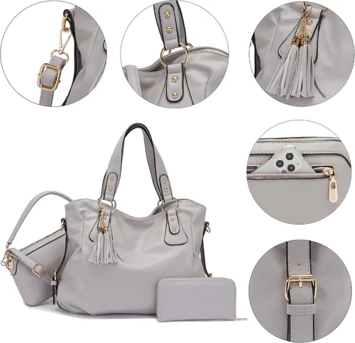 Vista 8 de Purse and Wallet set for Women Large Hobo Bags Female Fashion Tote Shoulder Bags Crossbody Wallets Satchel Purse Set