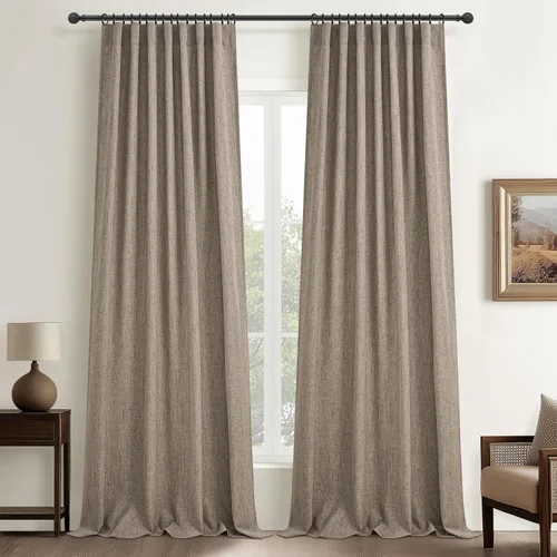 Vista 22 de Cortinas translúcidas de lino beige blanco de 84 pulgadas de largo, 2 paneles, cortinas modernas con filtrado de luz y privacidad, riel de techo