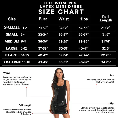 Vista 3 de HDE Minivestido de látex para mujer, de piel sintética, sexy, para club