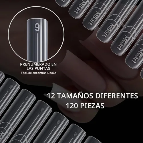 Vista 5 de MGart Formas de uñas dobles con estructura cuadrada de arco, moldes de poligel de cobertura completa, 12 tamaños para pegamento de gel sólido