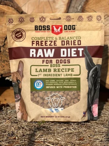 Vista 6 de Boss Dog Dieta cruda liofilizada (perros), receta de cordero, bolsa de 12 onzas