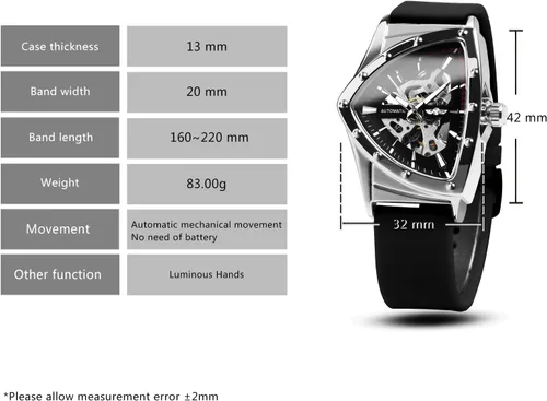 Vista 6 de Reloj de pulsera mecánico automático de esqueleto militar para hombre, Mecánico