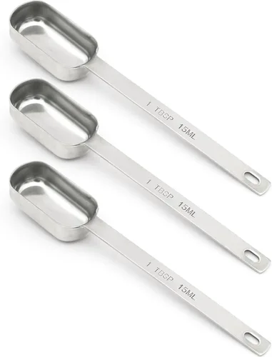 Vista 19 de 1 cucharadita (1/3 cucharada, 0.2 fl oz), cuchara medidora única, cucharaditas individuales de acero inoxidable con mango largo