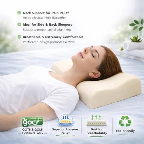 Vista 3 de Almohada de contorno para cuello, 100% látex orgánico.