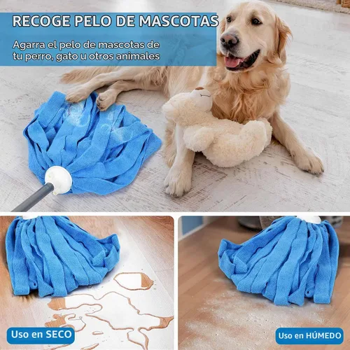 Vista 3 de Mopa de microfibra Matthew Compatible con recarga Ceda - Reemplazo de mopa comercial con mango de acero inoxidable de 54" y 2 cabezales de mopa