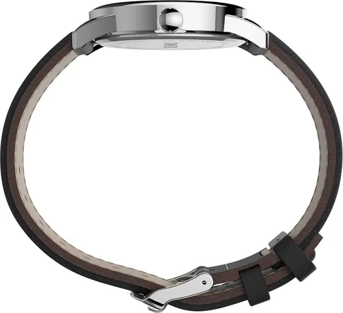 Vista 2 de Timex Easy Reader Reloj con correa de cuero de 1.496pulgadas, Negrotono plateado