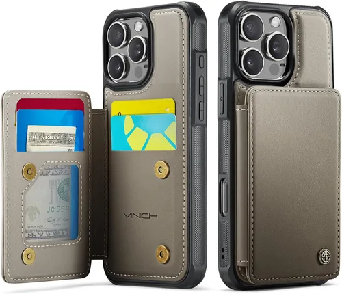 Vista 53 de Vinich for iPhone XR Wallet Case with Card Holder, Black RFID Blocking Credit Slots, Kickstand, Shockproof Flip Phone Cover, PU Leather, Double