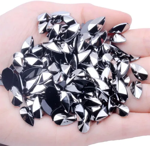 Vista 14 de 200 diamantes de imitación de gota de agua, diamantes de imitación de resina con parte trasera plana para manualidades, ropa, decoración de Verde AB
