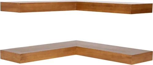 Vista 13 de Kate and Laurel Havlock - Estante flotante natural moderno, 36 x 8 pulgadas, negro; estante funcional para baño y cocina para almacenamiento