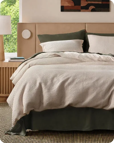 Vista 33 de Bedsure Funda de edredón de 100% algodón tamaño individual, tejido gofre, color blanco coco, GentleSoft y transpirable, juego de cama para regalo, 2