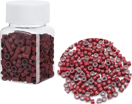 Vista 7 de 500 anillos de silicona con microeslabones de 0.197 in para extensiones de cabello, herramientas de microenlaces de aluminio para extensiones