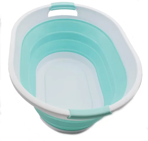 Vista 13 de SAMMART Cesta de lavandería de plástico plegable de 32L (8.4 galones) - Contenedor/organizador de almacenamiento plegable - Tina de lavado portátil
