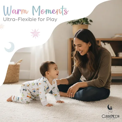Vista 11 de CubbieMoon Bamboo Viscose Baby Pajamas 2 Way Zip for Diaper Change 0 to 24 Month Soft Stretchy Sleeper 2 Pack
