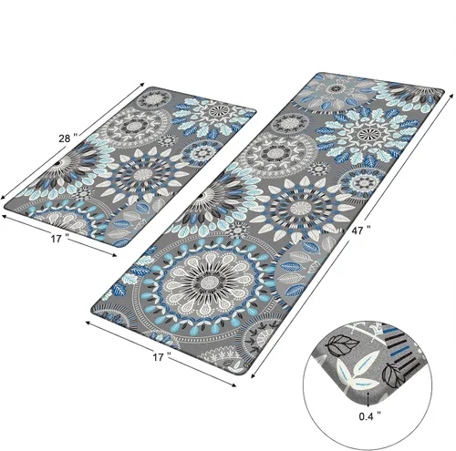 Vista 6 de Pauwer Juego de 2 alfombras de cocina bohemias antifatiga para el suelo de la cocina, alfombras y tapetes de cocina acolchados antideslizantes e