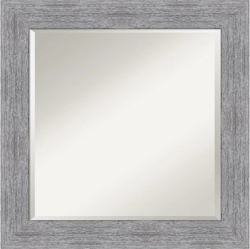 Vista 28 de Amanti Art Brown Wall Mirror 25x21 Bark Rustic Char Rectangle Bathroom Mirror for Wall Decor Living Room, Small Rustic Farmhouse Frame, Hangs