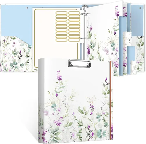 Vista 15 de Rouidr Carpeta de 3 anillos con portapapeles, 1 pulgada, 8.5 x 11 pulgadas, tamaño carta, carpetas organizadoras con pestañas divisorias y fundas