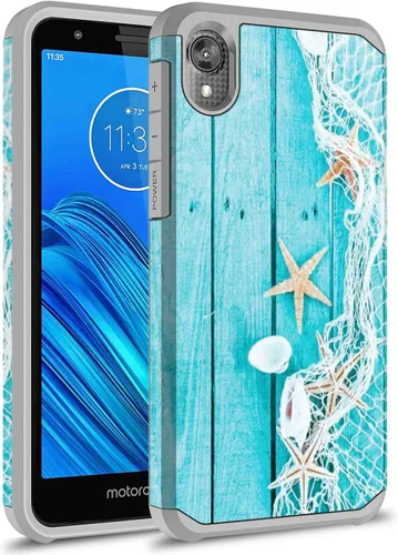 Vista 8 de Rosebono - Funda compatible con Moto E6, delgada híbrida de doble capa a prueba de golpes, cubierta dura a prueba de golpes, linda funda de silicona