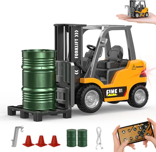 Vista 9 de mini RC Excavator Toy 1:64 Vehículo de construcción de aleación de control remoto