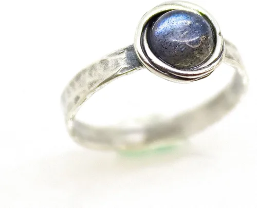 Vista 73 de Anillo de plata de ley con piedras preciosas para mujer, anillo apilable de piedra martillada, anillo de piedra natal