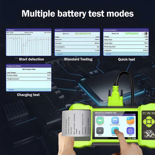 Vista 5 de Herramienta de diagnóstico de función de escáner de motocicleta totalmente accesorio, lector de código OBD2, prueba de ABS, prueba de batería