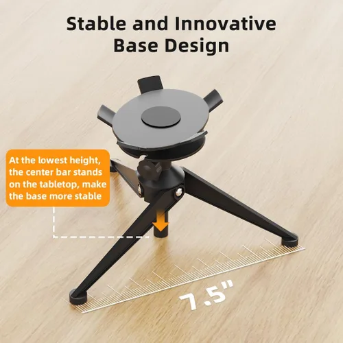 Vista 6 de Small Metal Tripod Holder for Echo Spot, Cute Desktop Speaker Mount Stand Portable with Cable Management, Adjustable Height from 4.3"-6.6", 1 Pack