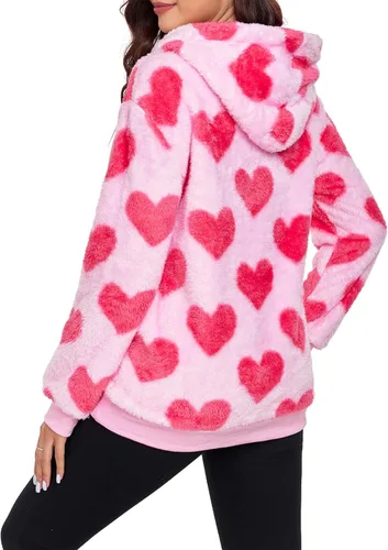 Vista 8 de Century Star Sudadera deportiva mullida de vellón con capucha para mujer de talla extragrande con bolsillos