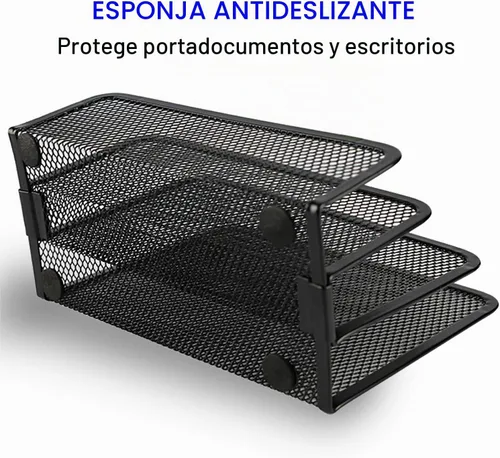 Vista 4 de Organizador de correo de escritorio, clasificador de cartas con 3 compartimentos verticales verticales verticales de malla metálica para documentos
