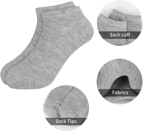 Vista 6 de BOOPH 12 pares de calcetines de tobillo para niños y niñas de corte bajo media amortiguación calcetines atléticos