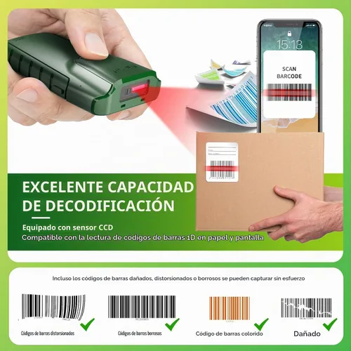 Vista 4 de NETUM Escáner del código de barras de Bluetooth 1D, lector portátil