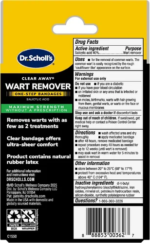 Vista 9 de Dr. Scholl's Eliminadores de verrugas en un solo paso, 14 unidades/ Elimina las verrugas en tan solo 2 tratamientos, máxima resistencia, fácil
