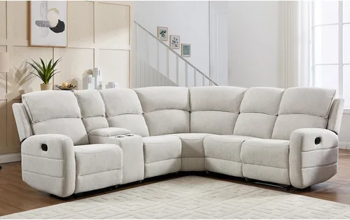Vista 25 de EBELLO Juego de sofá reclinable manual para sala de estar, sofá reclinable de tela suave para sala de reuniones, respaldo y apoyabrazos acolchados