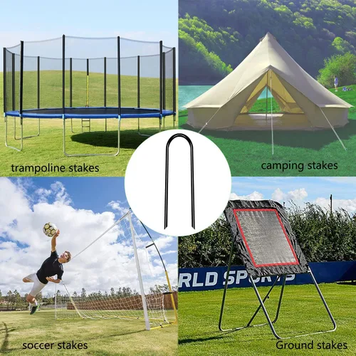Vista 4 de Anclajes de Trampolín de Servicio Pesado para Vientos Fuertes en Forma de U con Extremos Afilados, Anclaje de Suelo de Acero Galvanizado de 11.8