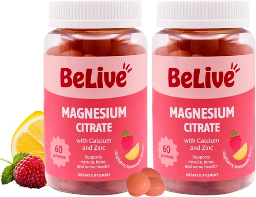 Vista 8 de BeLive Gomitas de citrato de magnesio con calcio y zinc para adultos y niños - Suplemento de magnesio de alta absorción para la salud cognitiva