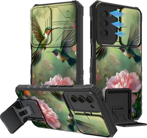 Vista 124 de Funda para Samsung Galaxy A13 5G/4G/A04S, Galaxy A13 5G con cubierta de cámara deslizante, funda de doble capa integrada con función atril