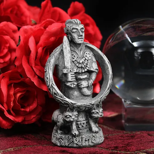 Vista 2 de Dryad Design Freya Figurine – Estatua pequeña de Freya con gatos – Diosa nórdica del amor y la guerra de 4 pulgadas de alto – Decoración de altar