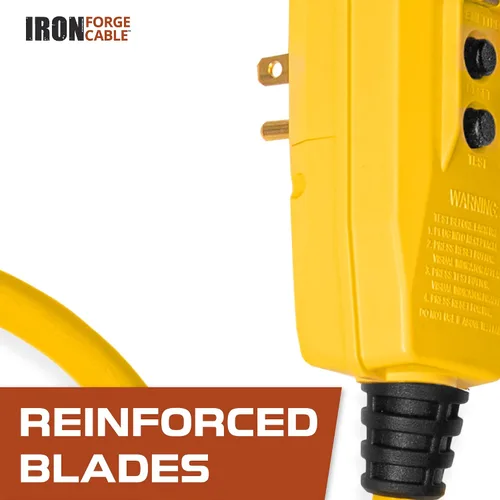 Vista 7 de Iron Forge Cable Cable de extensión GFCI iluminado para exteriores de 3 pies - Cable de extensión SJTW amarillo resistente 12/3 con enchufe