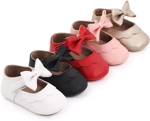 Vista 6 de Zapatos planos Mary Jane para bebés y niñas, suela suave antideslizante, suela suave, princesa, primeros pasos, de piel sintética, zapatos de vestir