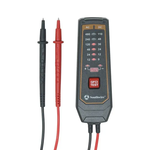 Vista 2 de Southwire Tester LCD 600VAC/VDC NCV - Detecta automáticamente voltaje de CA o CC - Luz de trabajo integrada - Pantalla retroiluminada - Detección