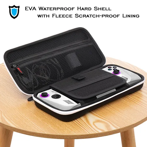 Vista 9 de Rog Ally Handheld Case, EVA Waterproof Hard Shell Protective Travel Case with Inner Transformable Game Console Stand, Flannel Soft Lining, Double