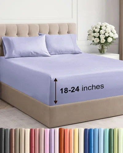 Vista 92 de Sábanas individuales de bolsillo extra profundo, sábanas transpirables y refrescantes de 3 piezas, juego de sábanas de lujo para hotel, suaves, sin