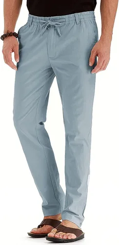 Vista 4 de Pantalones de vestir ajustados para hombre, ajuste clásico, cintura expandible, oculta, para negocios, trabajo, piernas rectas, moda
