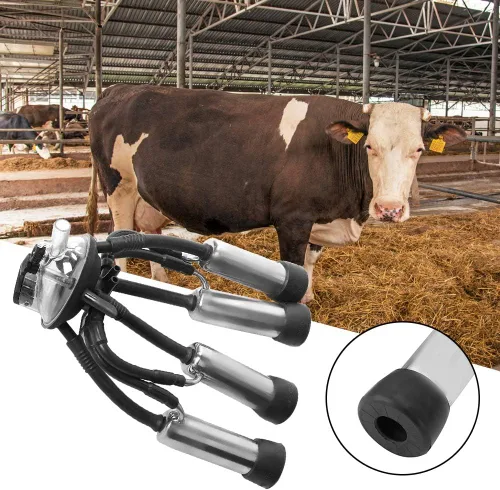 Vista 5 de Racimo de ordeño, racimo de ordeño de vaca gruesa de goma de acero inoxidable de 240 CC con un gancho, colector de leche de vaca de estructura