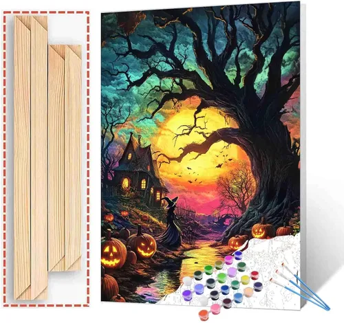Vista 40 de Tucocoo Bumbers - Pintura de paisaje de puerta para adultos, paisaje de lago, pintura por números, pintura acrílica, lienzo junto al lago, plantas