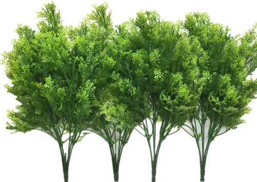 Vista 31 de CATTREE Arbustos artificiales, plantas de plástico, hierba de bambú, arbustos verdes falsos, hojas verdes, bodas, interiores, exteriores, hogar